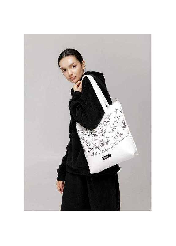 Сумка Shoper NOVA біла з принтом "Bloom" Sambag (329692817)