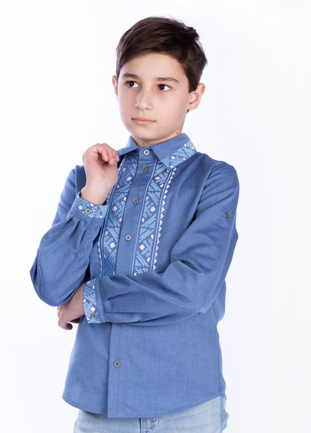 Синя сорочка для хлопчиків Едельвіка бавовна, поліестер (362038952)