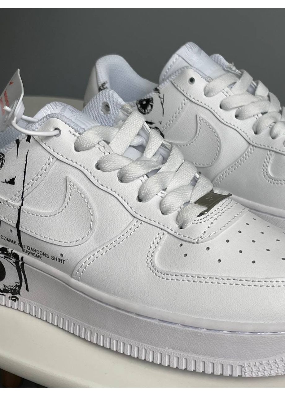 Білі Осінні кросівки чоловічі і жіночі nike air force 1 low х comme des garçons supreme | найк еір форс 1 білі No Brand