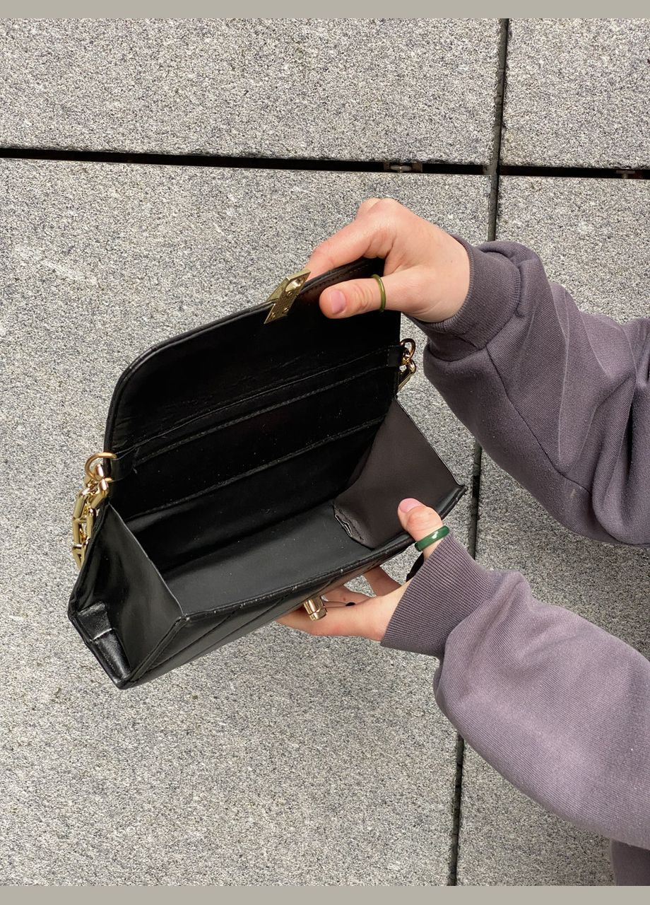 Жіноча сумка клатч через плече на товстій ланцюжку чорна No Brand (296008229)