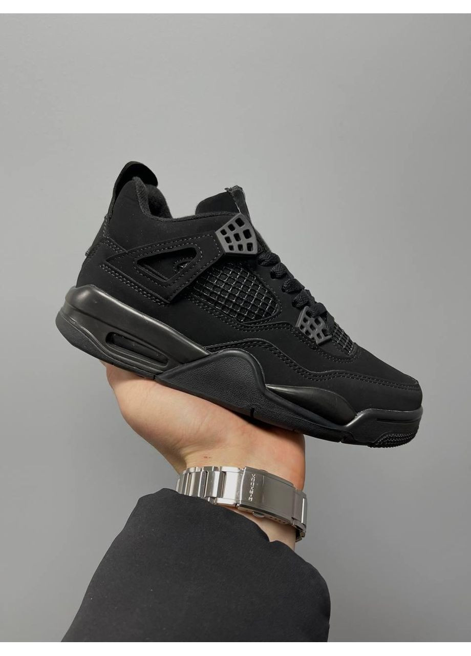КРОСІВКИ ЖІНОЧІ NIKE AIR JORDAN 4 RETRO ALL BLACK НАЙК АІР ДЖОРДАН No Brand чорні демісезони (368888128)
