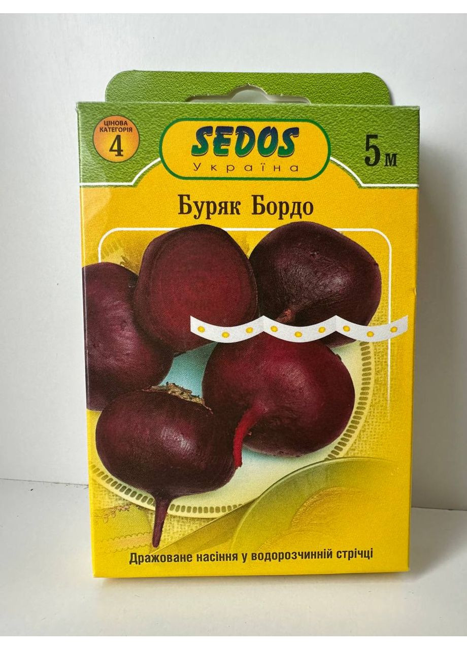 Буряк столовий "Бордо" ТМ " " на стрічці 5 м. (150 насінин) Sedos (370662086)