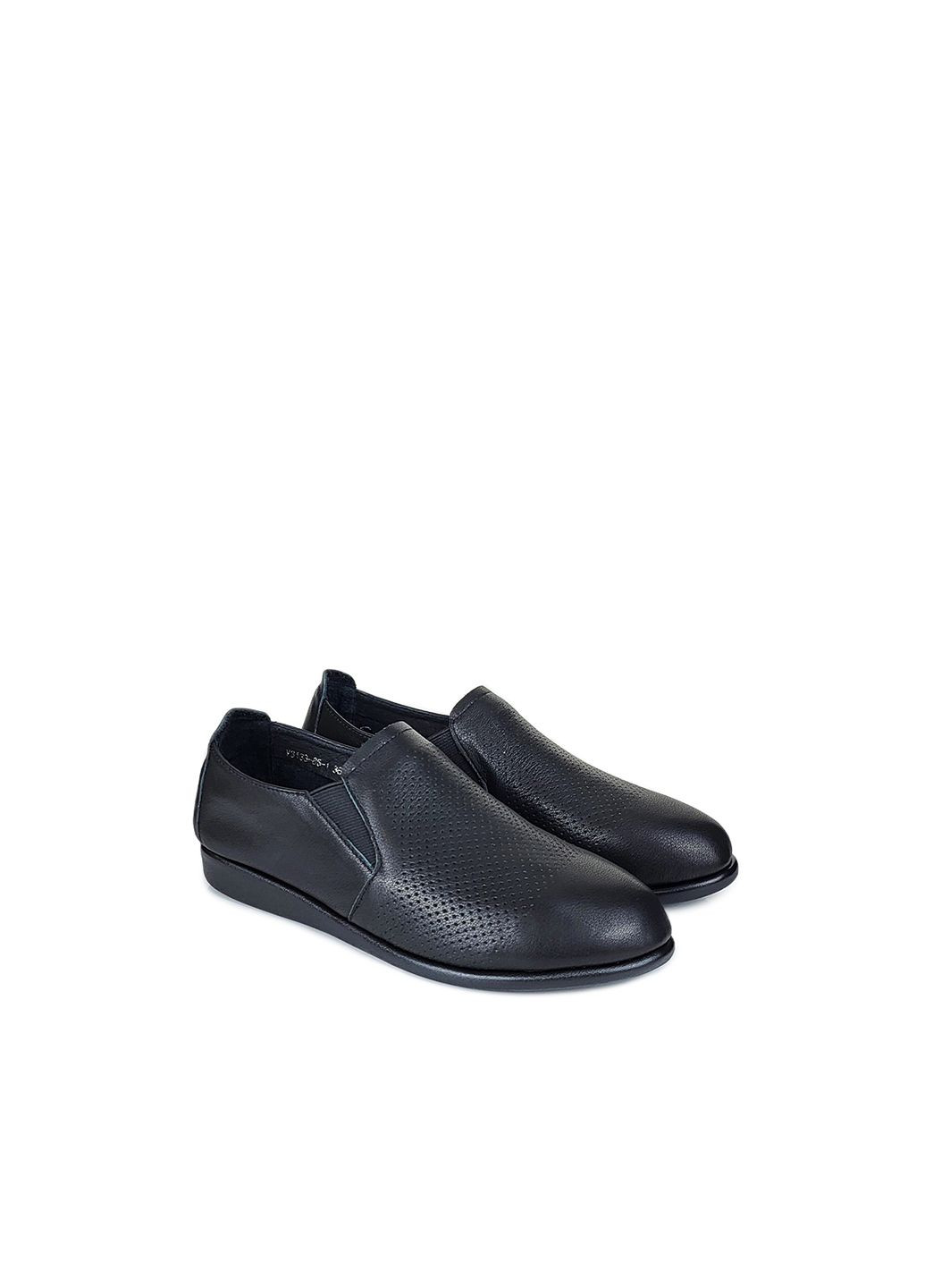 Кожаные удобные женские туфли без каблука черные,,V3133-5-1 чёр,36 Berkonty без каблука