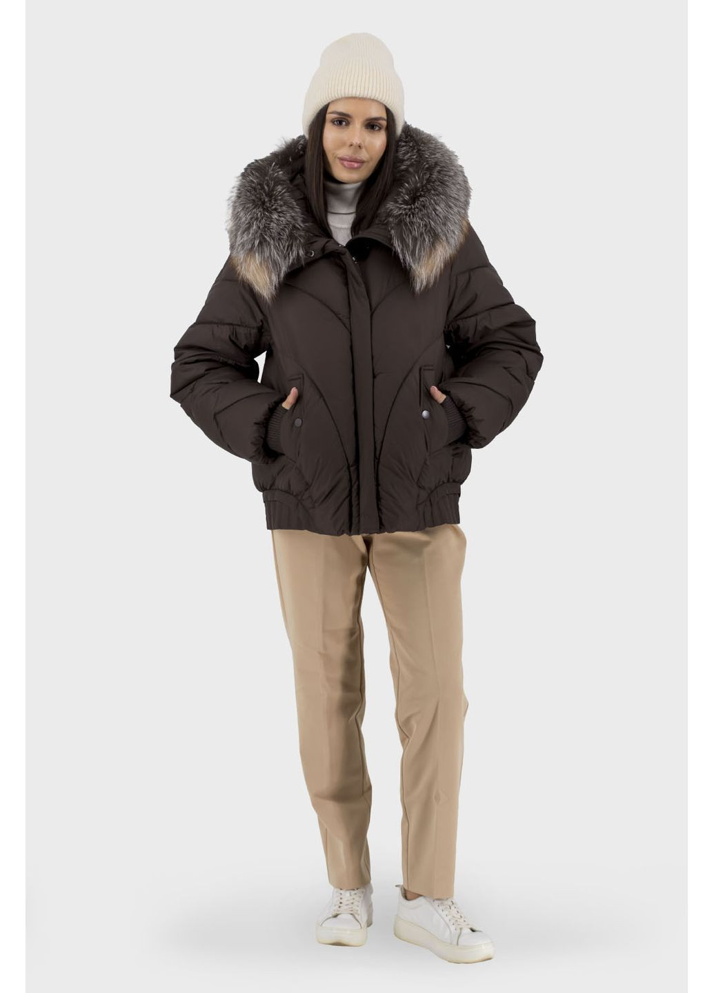 Коричневий зимній Пуховик No Brand