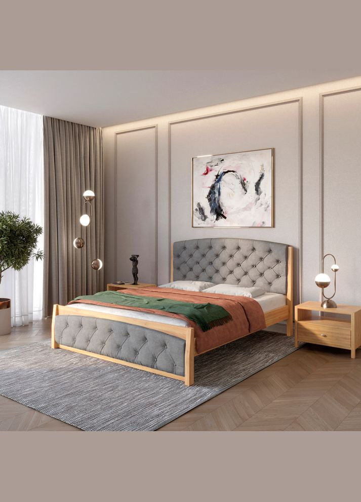 Полуторне дерев'яне ліжко Мехіко /Аляска 93 (Сірий) 120х190 см (MBG-12145) Mebigrand (366086141)