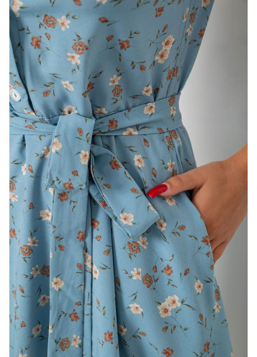 Синее платье софт с принтом Ager