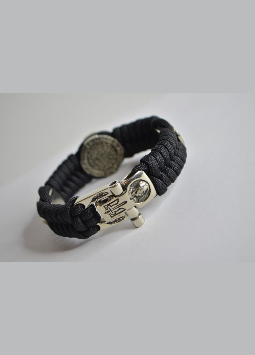 Браслет із паракорду з козаком, Георгієм Переможцем, вегвізиром і Гербом України + брелок у подарунок No Brand (341738808)