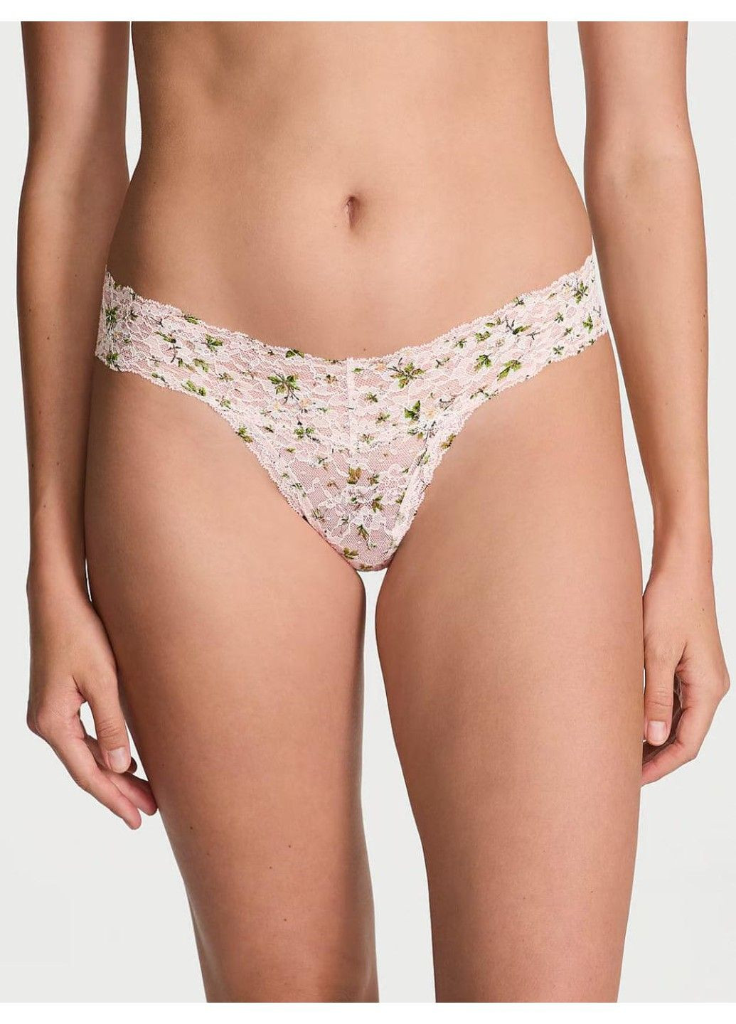Трусики-стрінги жіночі Lace Thong Panty пудрові Victoria's Secret (348781153)