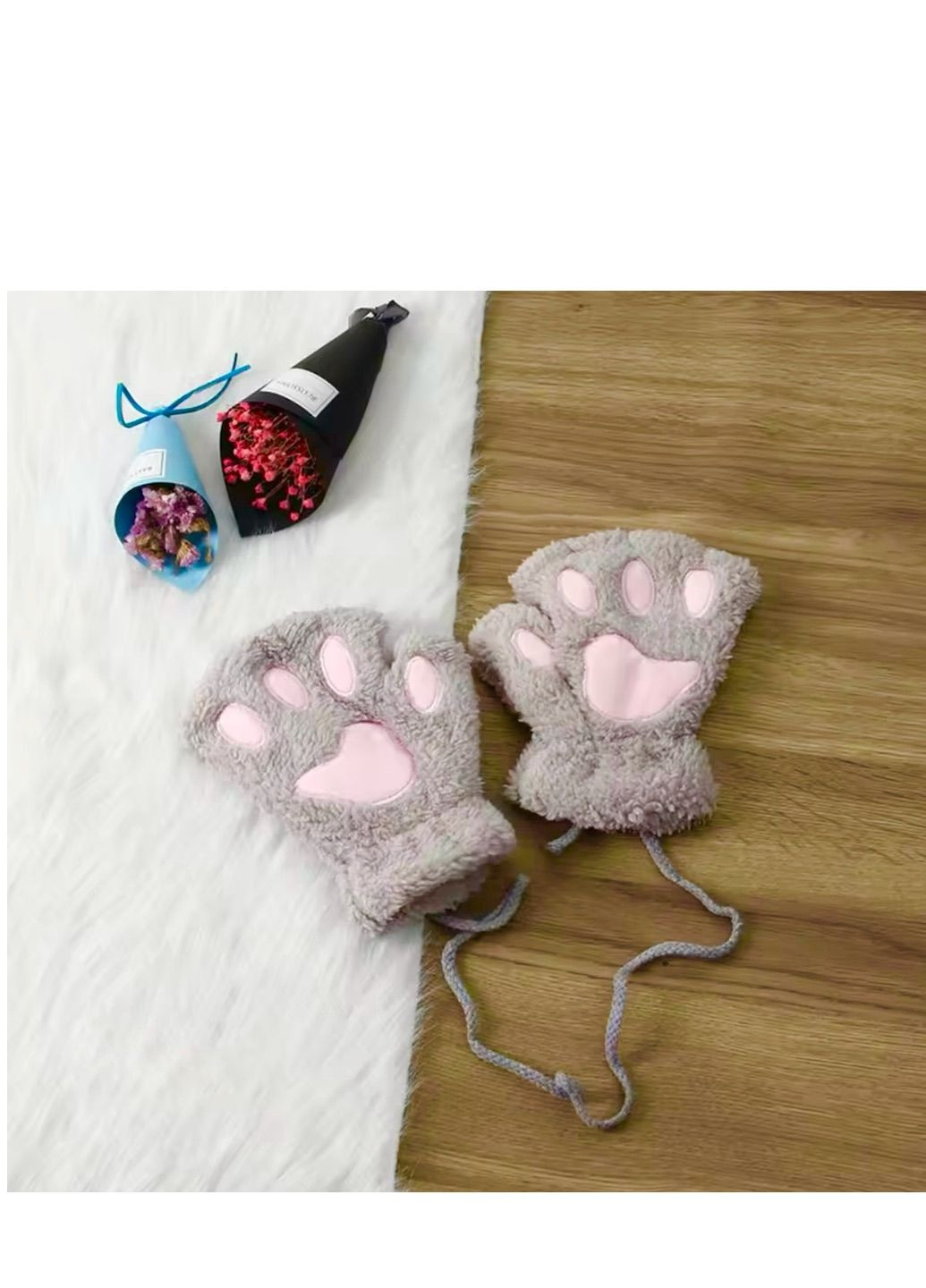 Мітенки без пальців хутряні "Кошичі Лапки" (кішка, квадробіка) No Brand Рукавиці (301941601)