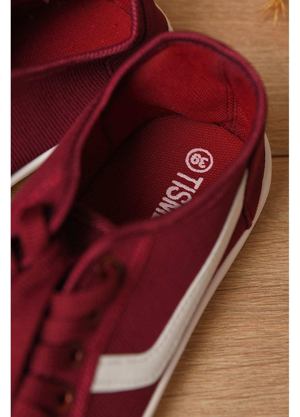 Бордовые мокасины женские бордового цвета на шнуровке текстиль Let's Shop