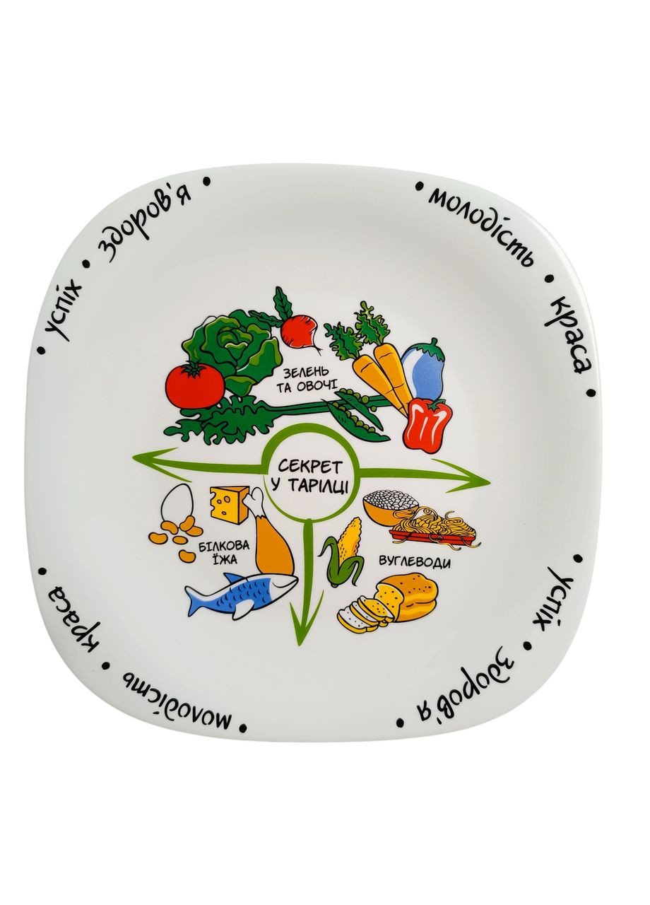 Збалансована тарілка для правильного харчування і схуднення 26 см No Brand (342064717)