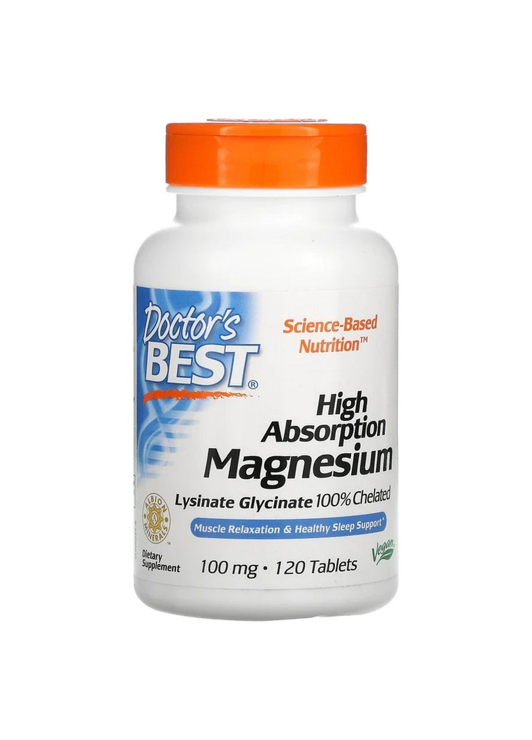 Вітаміни та мінерали Magnesium 100 mg High Absorption, 120 таблеток Doctor's Best (293337886)