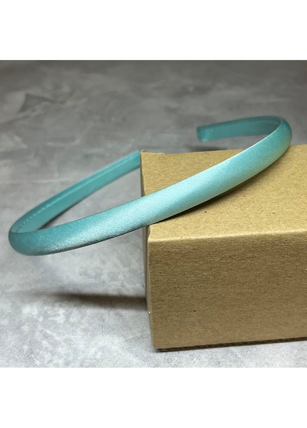Обруч для волосся (заготовка), пластик, з атласною стрічкою, ширина 0,9 см, бірюзовий No Brand (305589348)