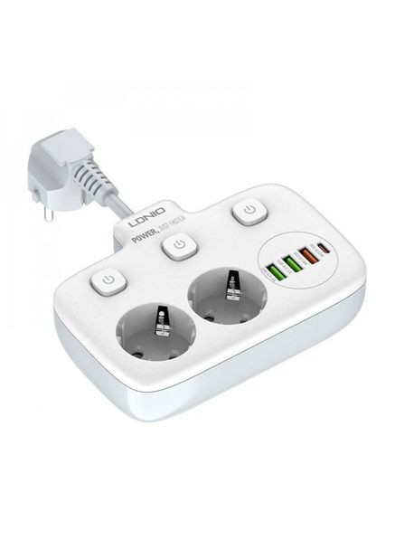 Сетевой фильтр se2435 с защитой от перепадов напряжения на 2 Розетки 220В с 3 USB 1 Type-C с выключателями Ldnio (328052818)