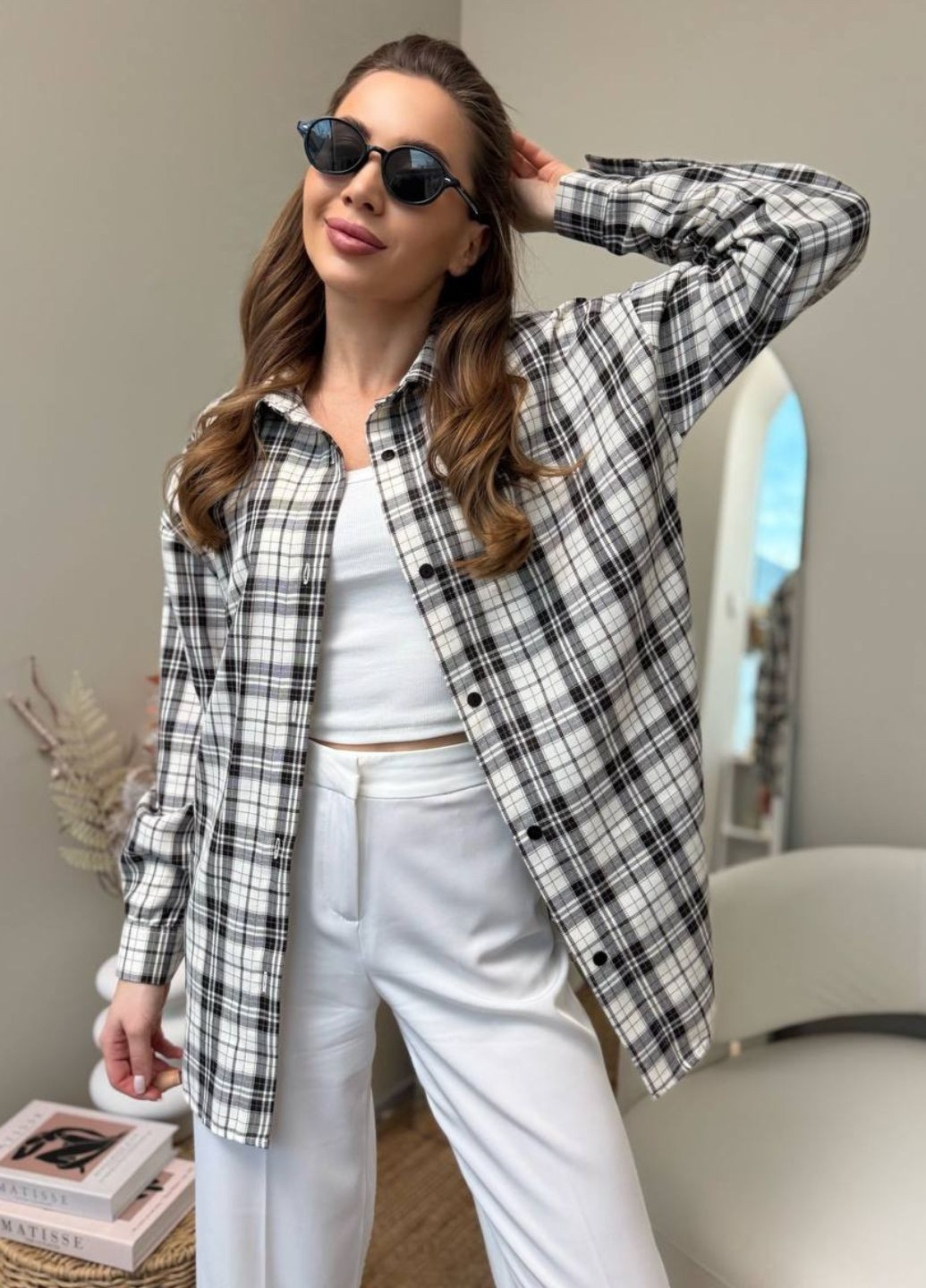 Серая кэжуал рубашка в клетку Україна с длинным рукавом