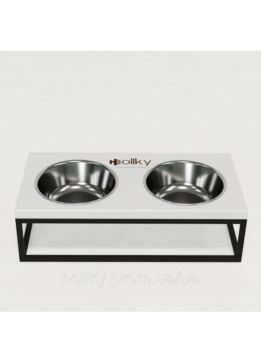 Миски на підставці для середніх собак та великих котів Base M (2 × 0,95 л) BM-422110-BLWH Hollky (365652760)