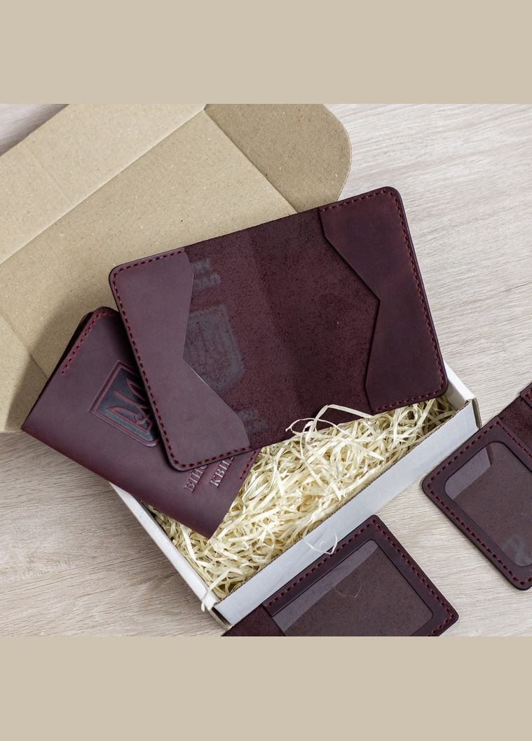 Набір обкладинок на УБД, військовий квиток, паспорт та права водія, марсала SD Leather (306557905)