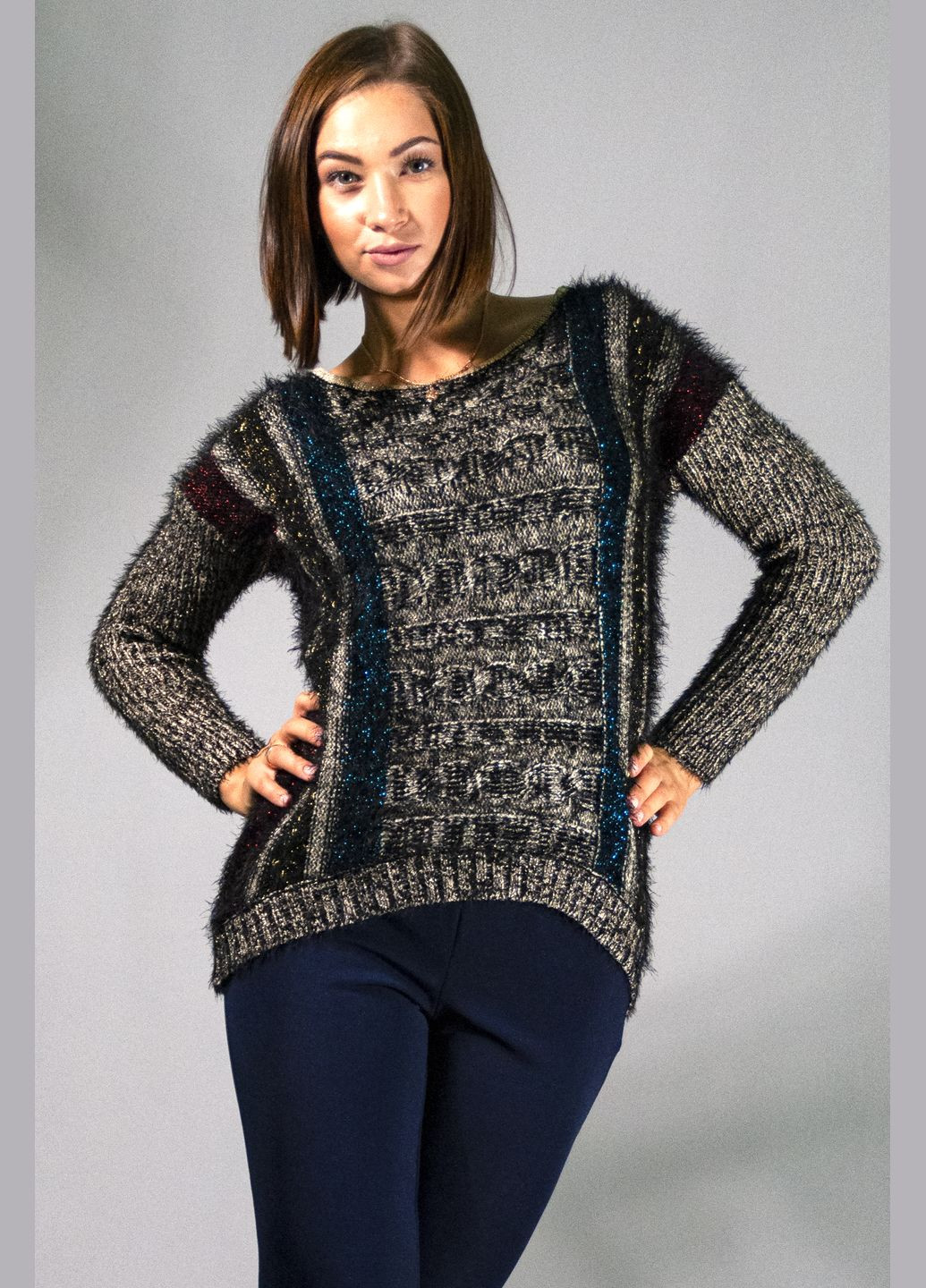 Серый демисезонный женский демисезонный свитер lw-835309 серый Lowett