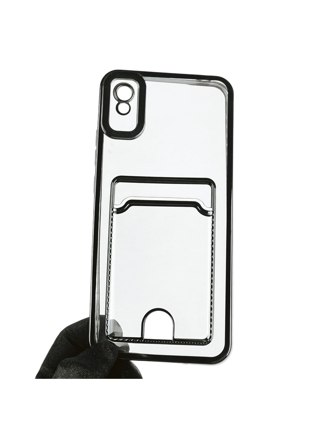 Чохол для Redmi 9A із чорною окантовкою з кишенькою для карток на сяомі редмі 9а чорний Xiaomi (366022535)