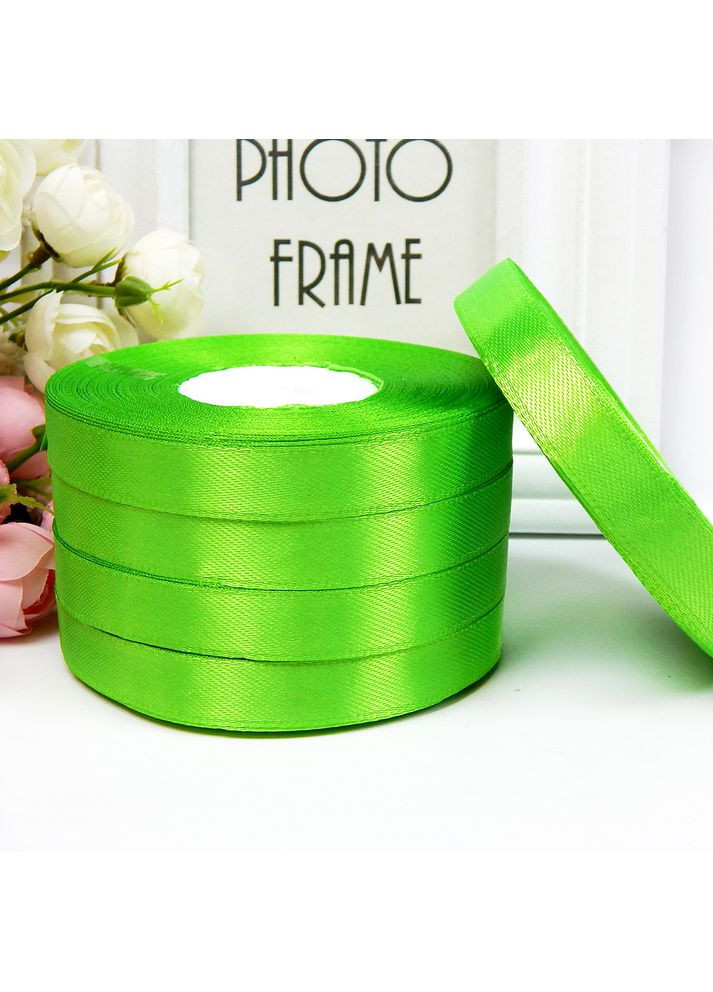 Стрічка атласна однотонна 1,2 см, №52 салатовий (рулон 33 м) No Brand (369503065)