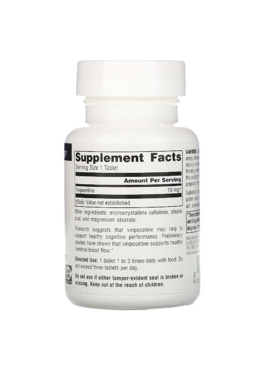 Вінпоцетин 10мг,, 120 таблеток Source Naturals (326054477)