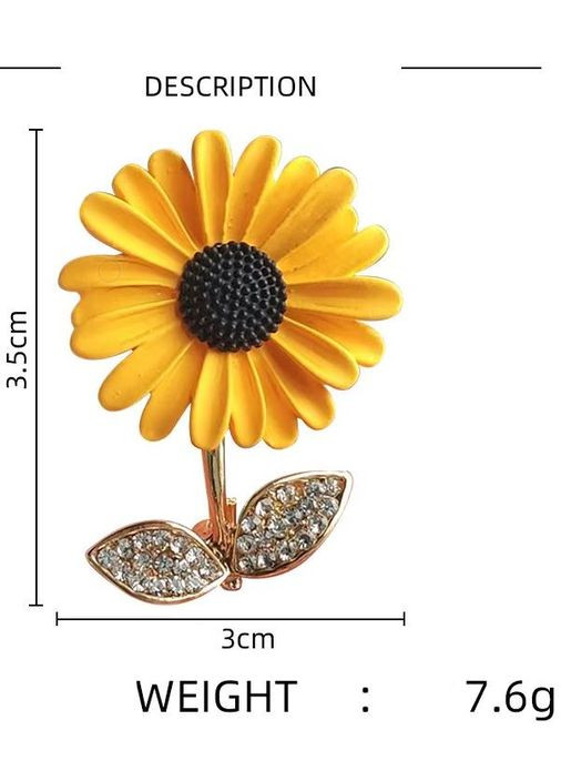 Брошь "Подсолнух", брошка шпилька, желтая No Brand (322429477)