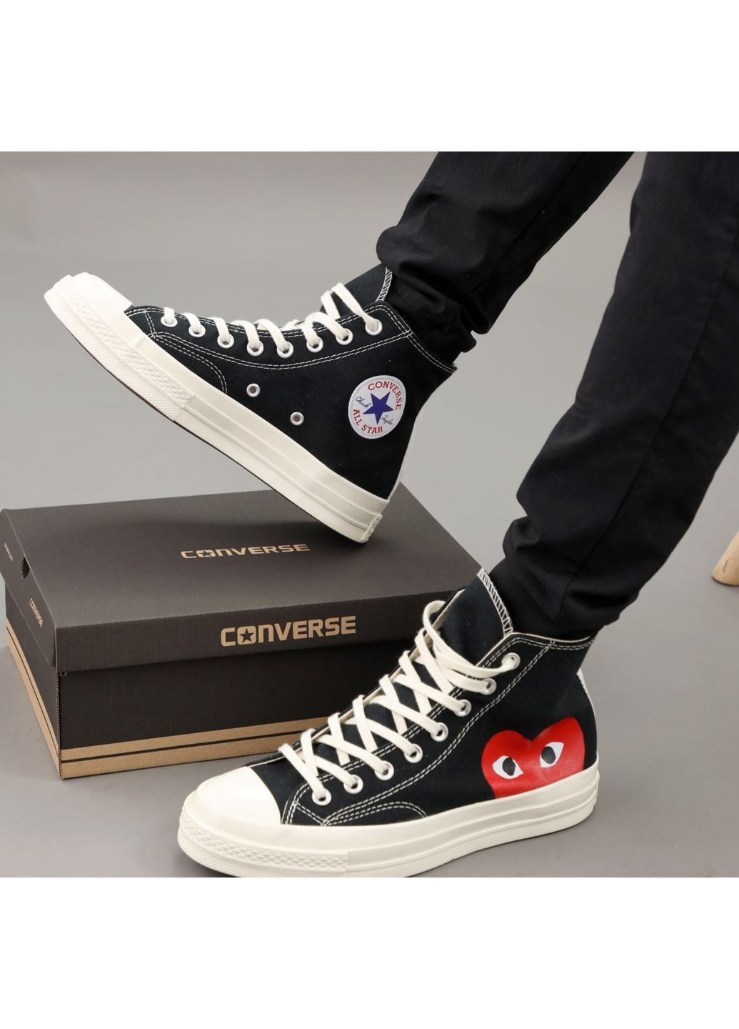 Кеди жіночі Converse Chuck Taylor All Star 70 Hi Comme des Garcons PLAY Black A08791C Конверс No Brand білі демісезони (366337377)