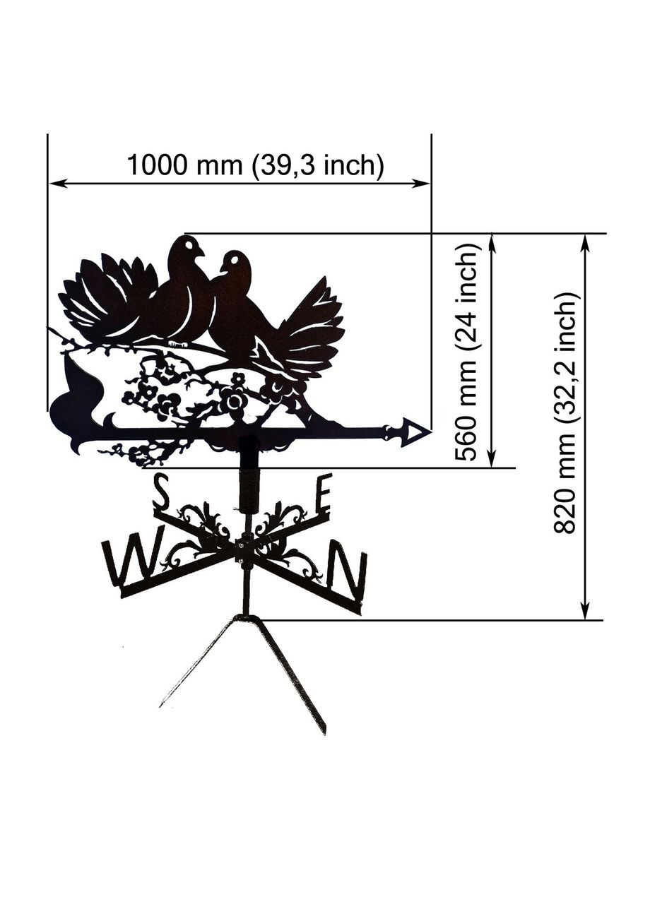Флюгер на дом Голуби, флюгер на крышу из металла 3 мм. No Brand (368896713)