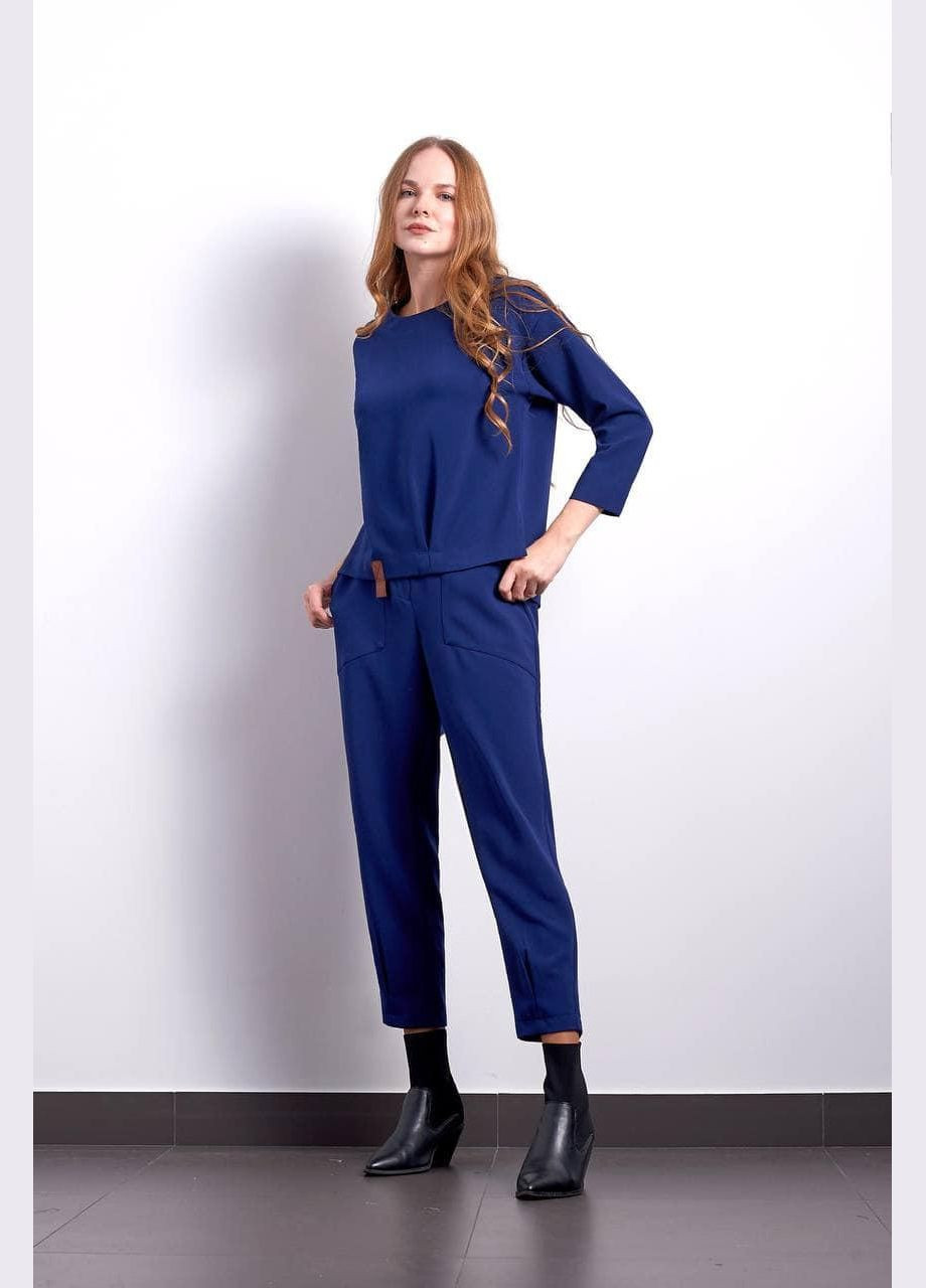 Дизайнерський костюм жіночий стильний брючний синій Еріка МКPR1909-2 Modna KAZKA (284417773)