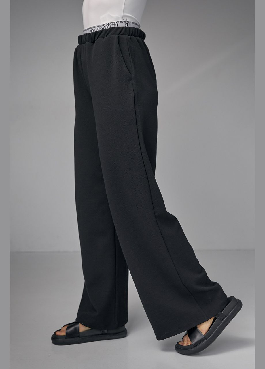 Трикотажные женские брюки с двойным поясом - черный Lurex (282957575)