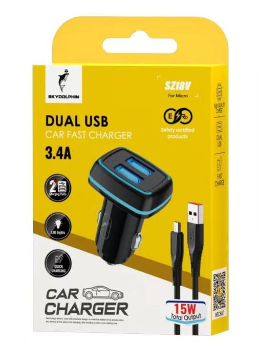Автомобильное зарядное устройство для SZ18V (2USB, 3.4A) Black (AZP-000101) + кабель microUSB SkyDolphin (336958259)