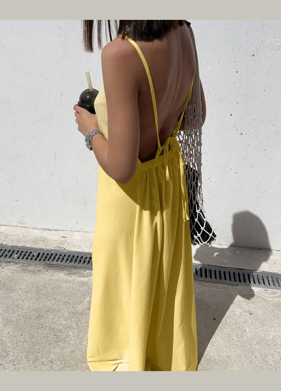 Лляний сарафан на бретелях з відкритою спинкою No Brand Р1558-365/1 (341280082)