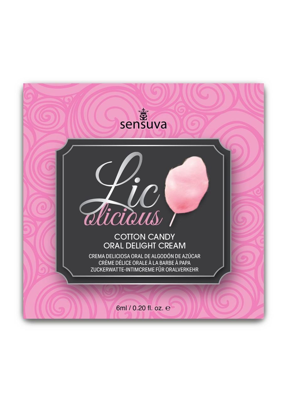 Пробник гелю для мінету Lic-o-licious Cotton Candy (6 мл), маслянистий, без цукру Sensuva (303893487)
