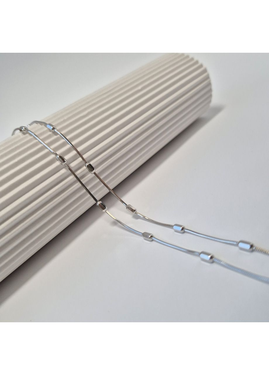 Серебряная цепочка снейк с боченками см колье с шариками серебро 925 пробы Родированное 5.0г 252р2/50 No Brand (358526114)