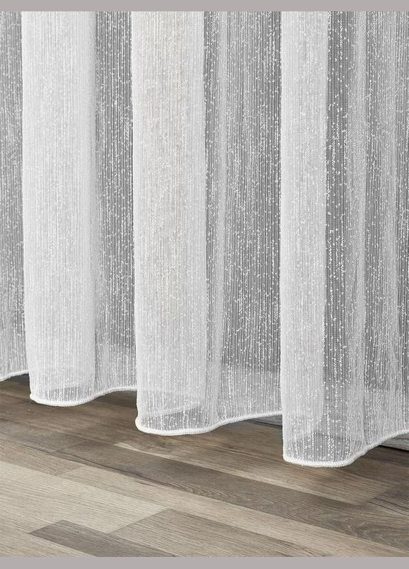 Тюль готовый сшит белый однотонный, сетка капелька на тесьме, ширина 300 см, высота 240 см. No Brand (302318988)