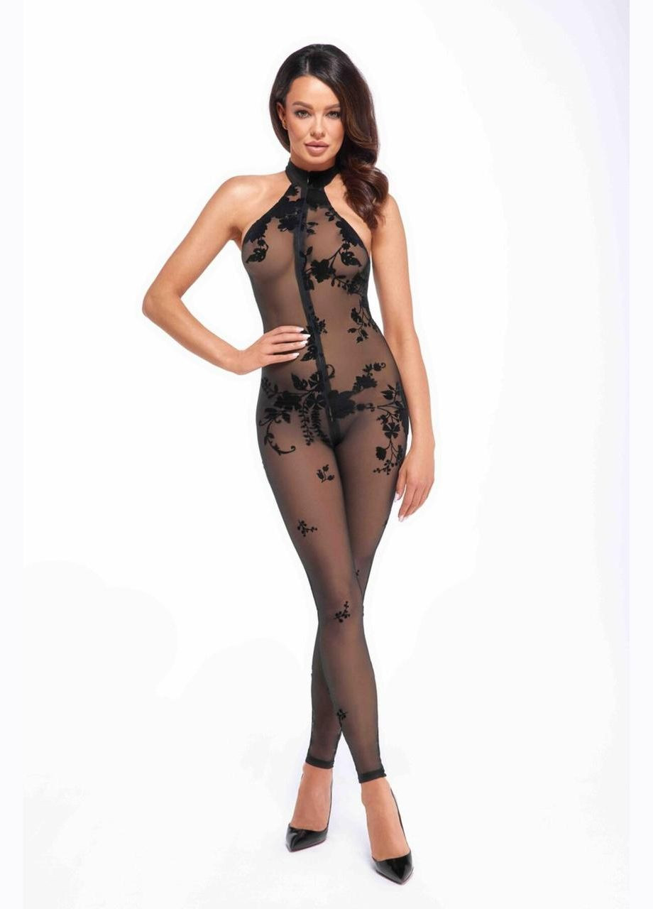 Бодистокинг Noir Handmade F315 Ego flocked mesh halter catsuit - XXL No Brand (303886992)