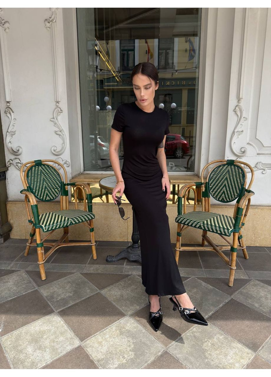 Чорна святковий, повсякденний жіноча сукня максі з віскози силуетна Україна