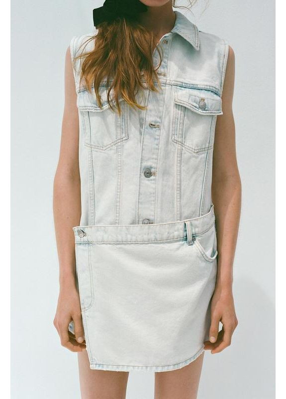 Білий джинсова сукня міні Zara