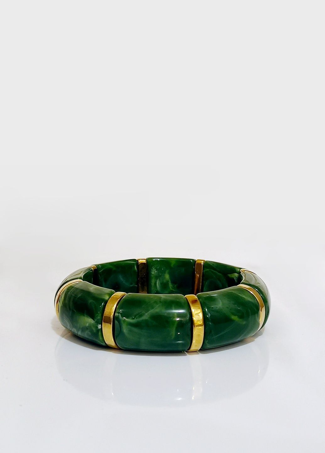 Браслет di classe на резинці смарагдовий глянцевий з золотими вставками (362622904)