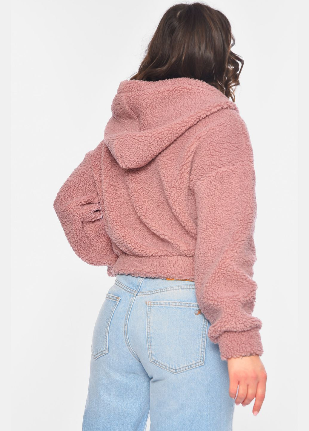 Худи женское тедди пудрового цвета Let's Shop (317365241)