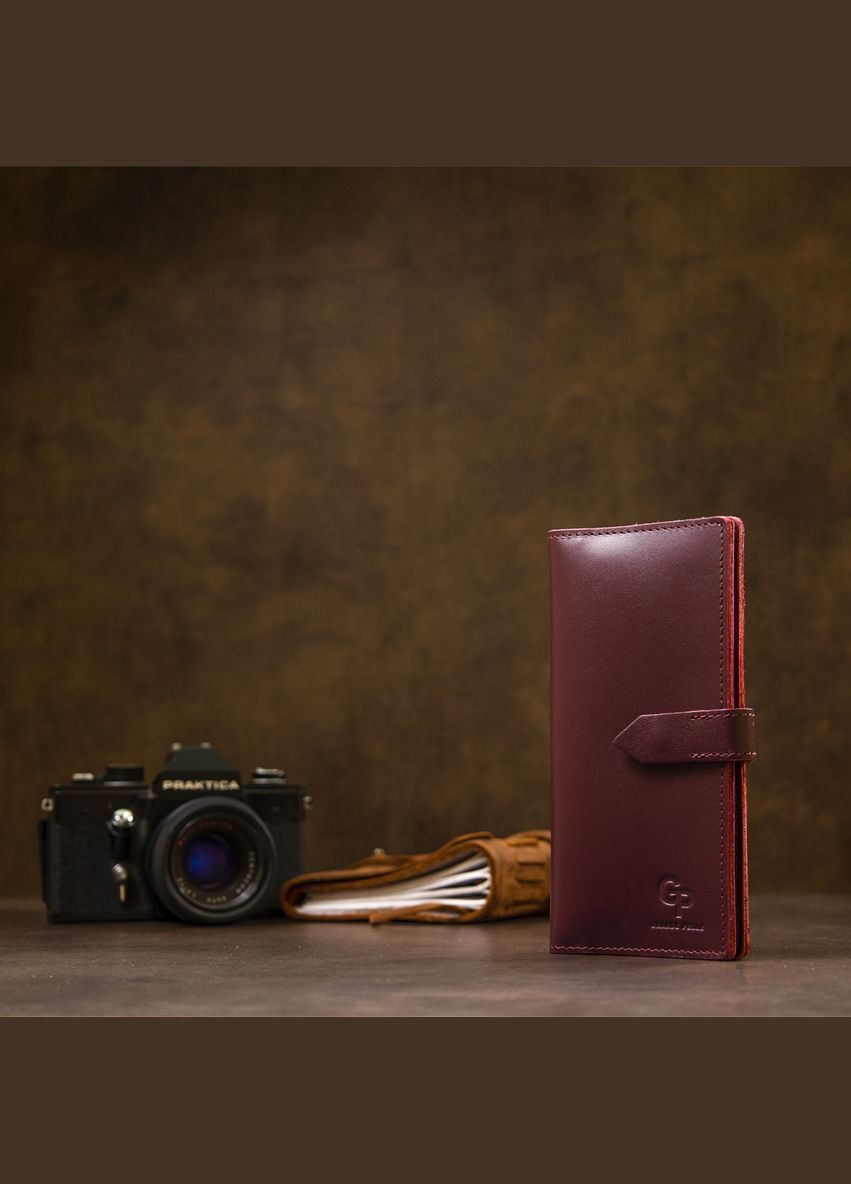 Жіноче портмоне з натуральної шкіри з кнопкою та відділенням на блискавці бордове (sku_11467) No Brand (328218622)