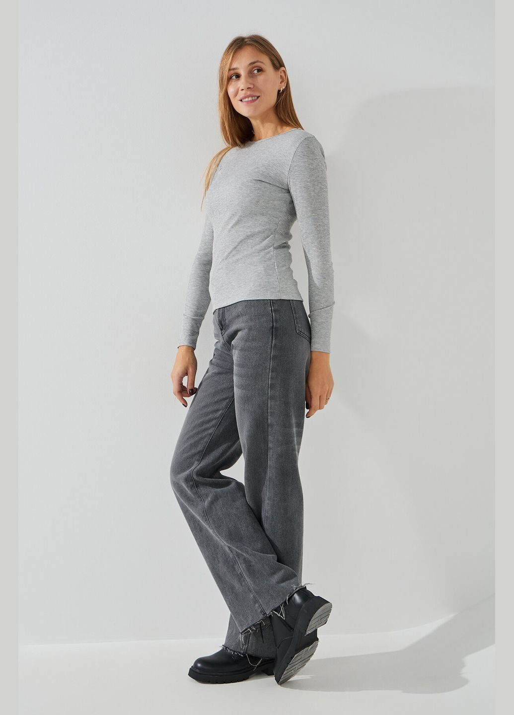 Лонгслив однотонный женский WBC02328 Серый shop (2000990797476) LAWA (363619088)