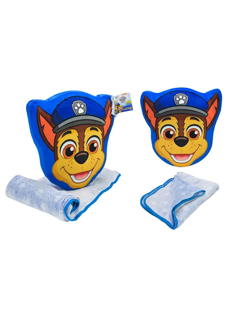 Подушка з пледом Paw Patrol Гонщик з гіпоалергенної бавовни 38x41x7 см в асортименті KH70/001L Kids Hits Мяк5638 (370652110)