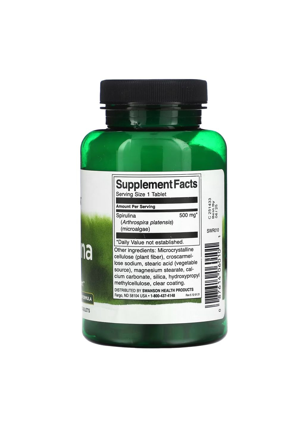 Спирулина 500 мг для иммунитета 180 таблеток антиоксидантная добавка Swanson (371645725)