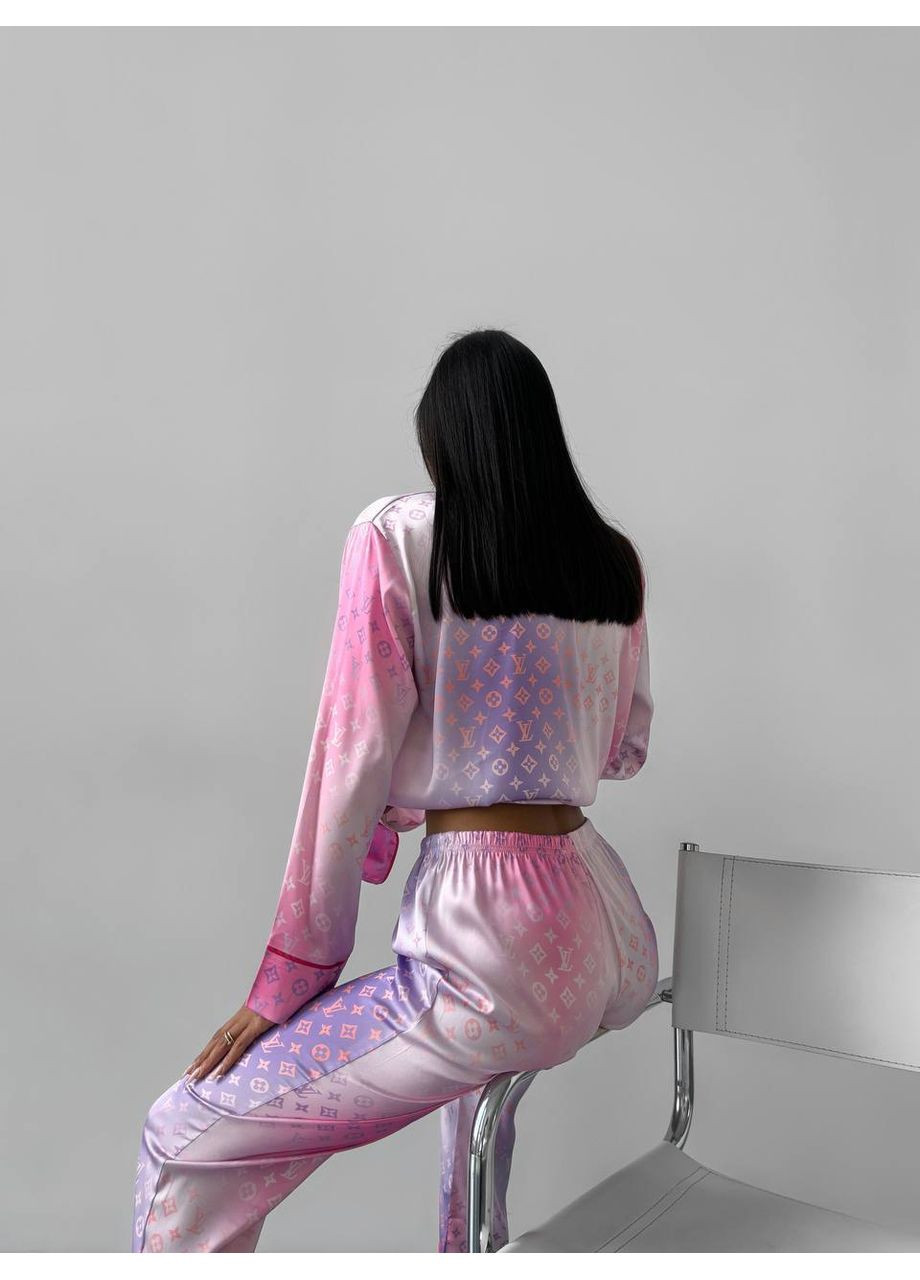 Рожево-лілова всесезон жіноча піжама | рожево-лілова сорочка + брюки Vital-Textile 1189