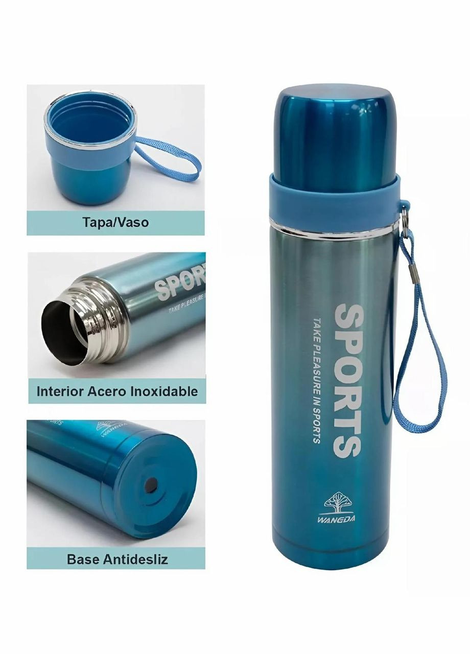 Термос Sports 500 мл із нержавіючої сталі 316, подвійна вакуумна ізоляція Blue Stenson (342098927)