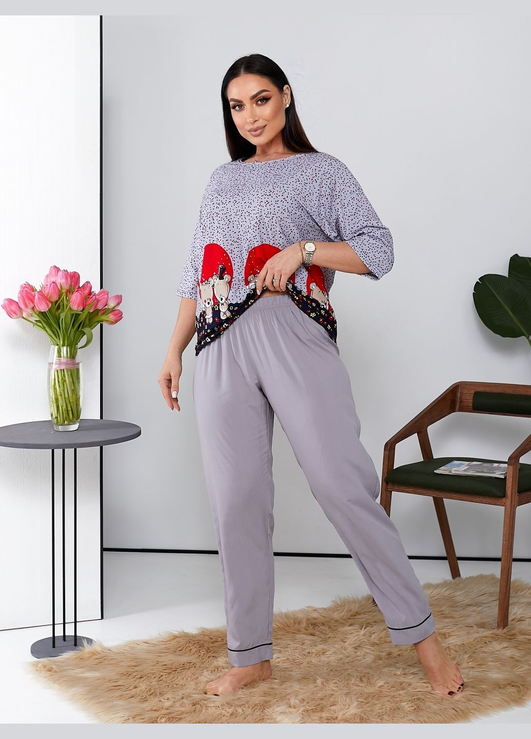 Затишна та стильна жіноча піжама зі 100% бавовни Tailer (278766062)