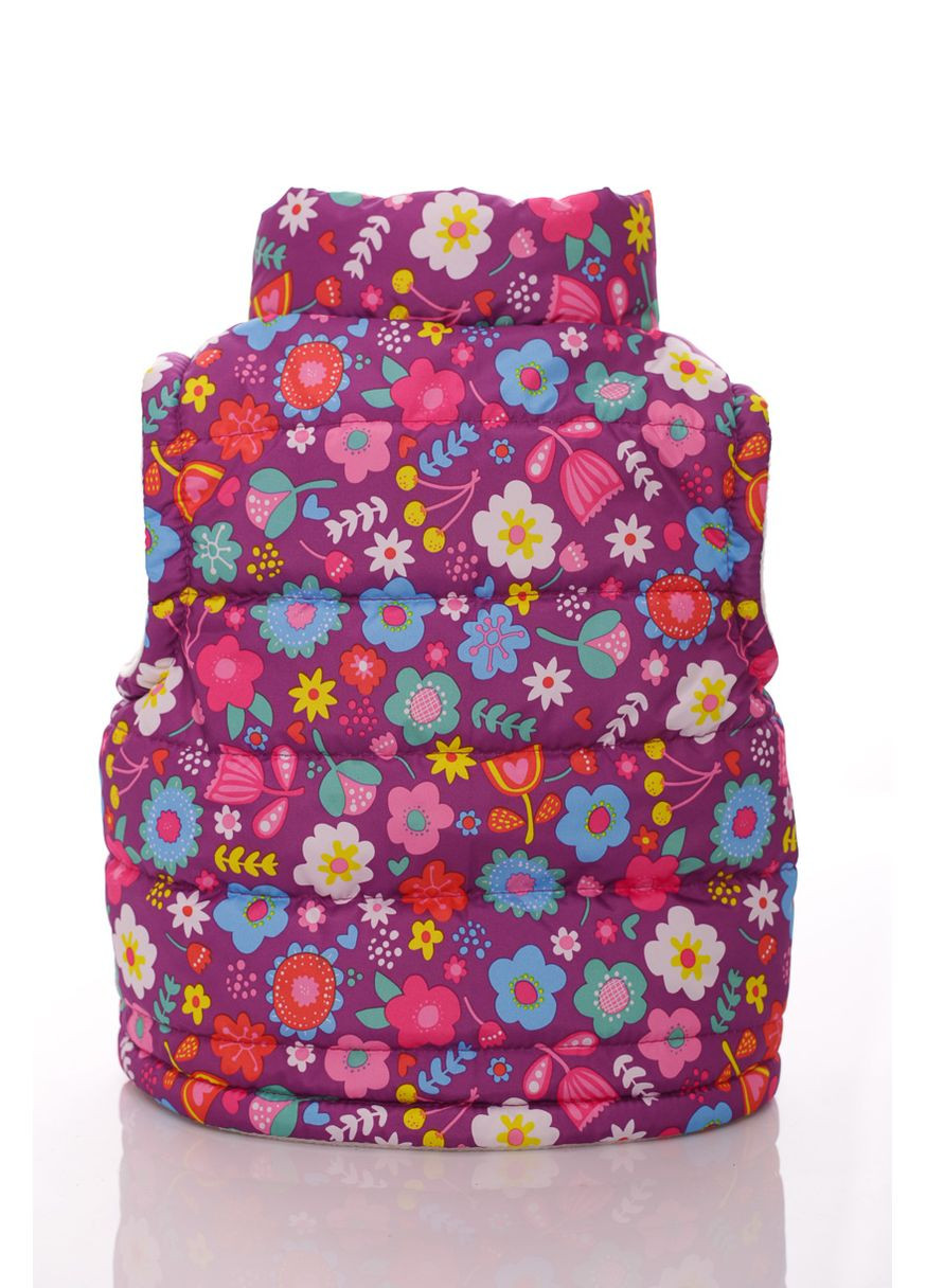 Жилетка на флисе для девочки с карманами с принтом цветочков сиреневая см. (45028) BABYKROHA (297199364)