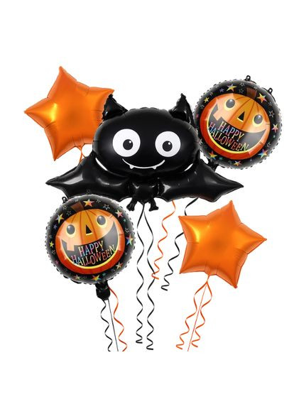 Набір 5 куль на Хеллоуїн Кажанчик Помаранчевий і чорний No Brand (361866497)