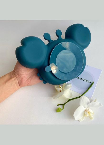 Тарелка детская на присоске на 3 секции Краб 6879 15х23 см голубая No Brand (347229392)